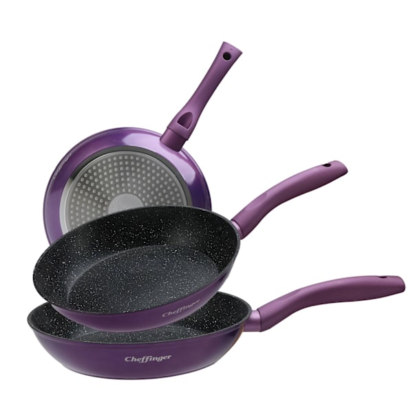 Paistinpannusetti - 3 kpl - Tarttumaton - Lila violetti 1600 purple