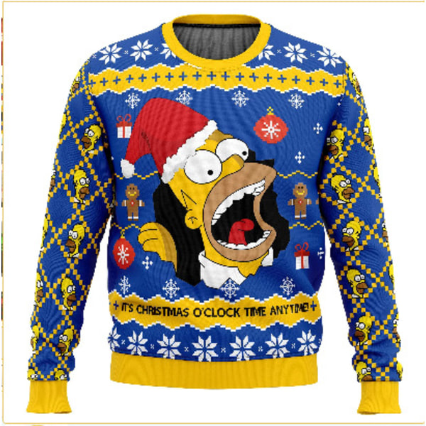 The Simpsons Jultrøje - Grim Jultrøje Pullover til Mænd 3D Trøje Topper M Simpsons