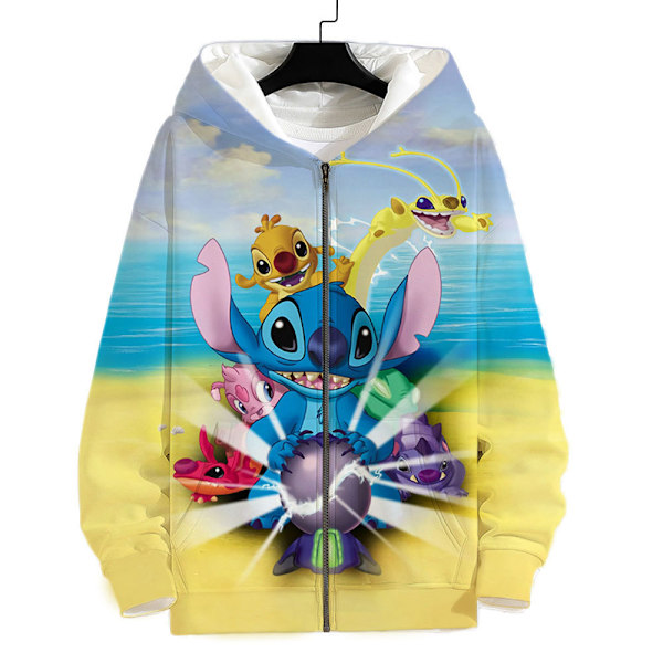 Stitch Hoodies Genser med Glidelås Jakke Topp Yttertøy Fans Gave Hjemkomst 3D A13 3XL