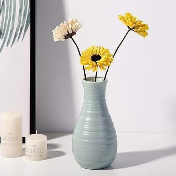 Plastvaser for blomster, holdbare og moderne, for stue, kontor, bryllupsdekorasjon (mintgrønn)