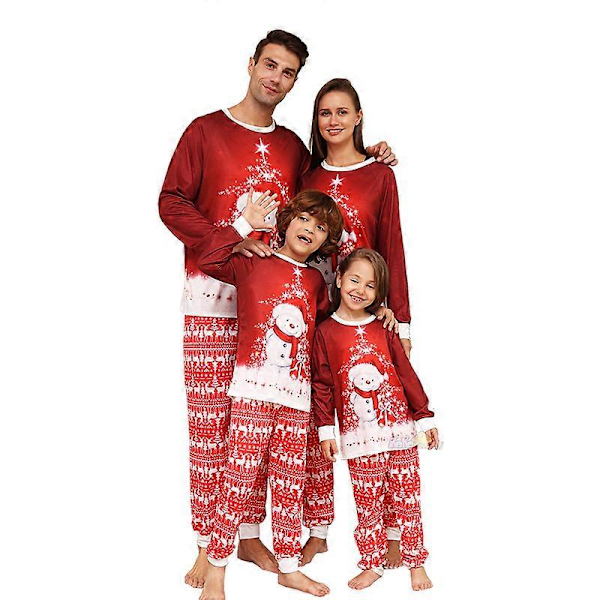 Familjematchande Pyjamas för Jul 2024 - Snögubbe & Rensa Mönster - Vuxen, Barn & Baby - Pyjamas, Sovkläder, Outfit, Pjs, Kläder för Hund Dad L