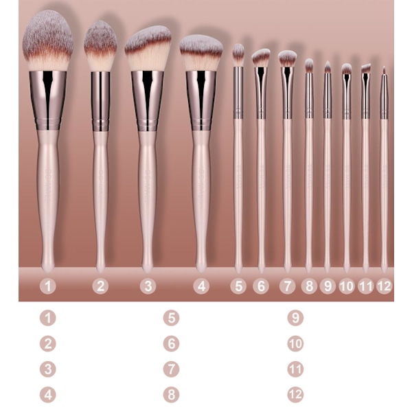 BS28 - BS-MALL 12 stk. eksklusive sminke / makeup børster av beste kvalitet 150