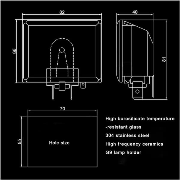 40W 220V uunin lampunpidike ja G9-lamppu 500°C kestävää korkeaa lämpötilaa