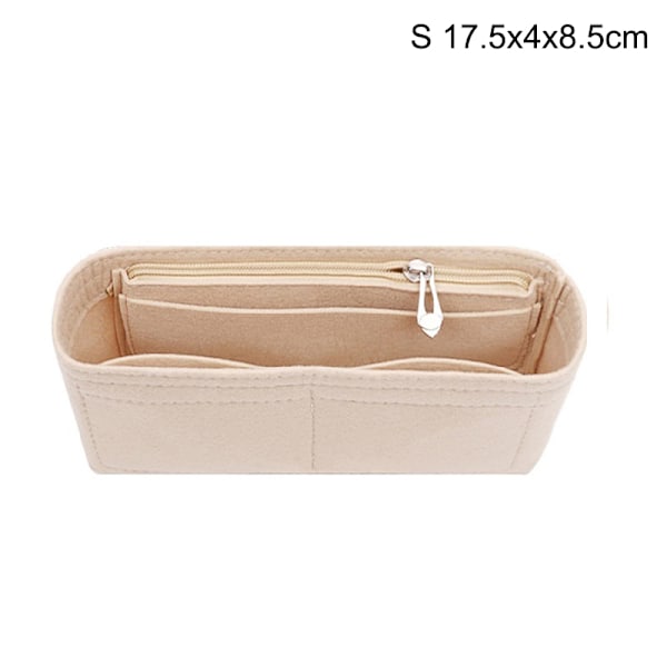 Multi-Pocket Women Insert Bag Handväska i filttyg Beige Y Beige S