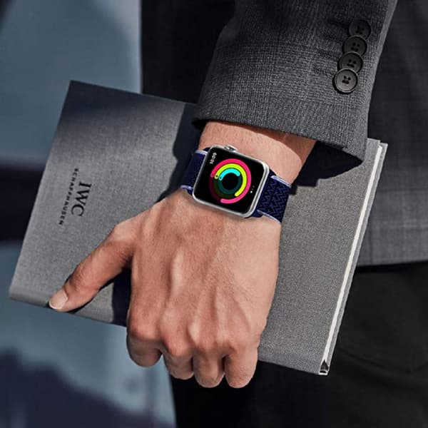 Stretchigt band kompatibelt med Apple Band Justerbart stretchflätat elastiskt nylon för iWatch 7 --- Mintgrön (42/44/45mm)