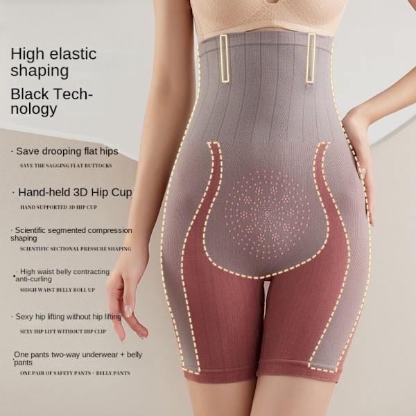 Kvinnor Body Shaper Slim Trosor Magekontroll Underkläder Hög Midja Shapewear Röd Red M&L
