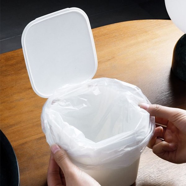 Mini Skrivbords Papperskorg med Lock, Liten Plast Avfallskorg för Badrum