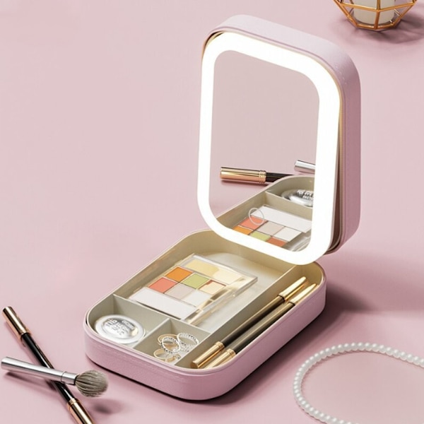 1 pc Pink Multifunctional LED light Make-up mirror Make-up bagjx