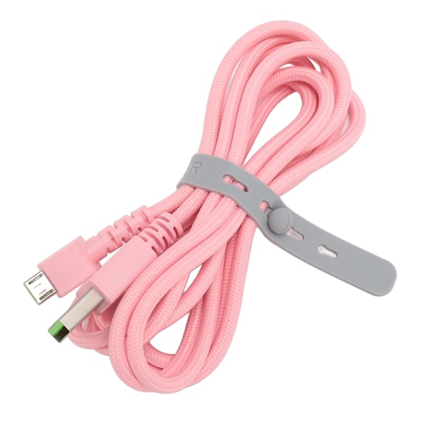 Ladekabel for Naga Pro-mus, mikro-USB, 1,8 meter lang, anti-slitasje nylon, metallmusladekabel for erstatning, rosa