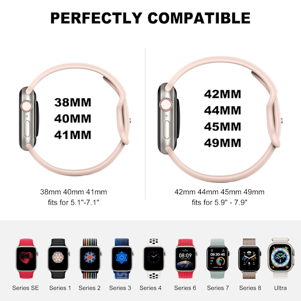 4-pakkis urheilunauha yhteensopiva Apple Watch -nauhojen kanssa 38/40/41 mm, silikoninen vaihtohihnalla iWatch Ultra/Ultra 2, sarja 9 8 7 6 5 4 3 2 1SE 38/40/41mm