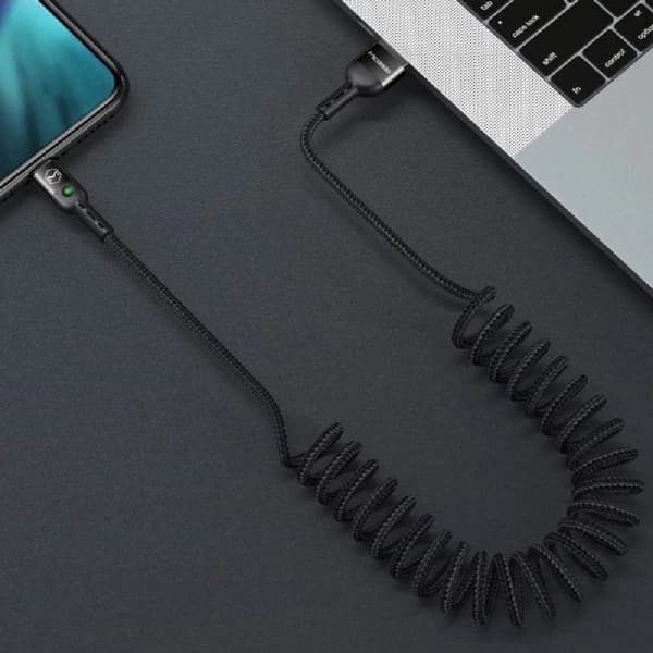Spiral USB Type-C-kabel, USB-kabel med tilbaketrekkingsfunksjon, USB Type-C