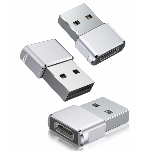 USB till USB-C Adapter 3-pack, Typ C Hona till USB A Hane Konverterare