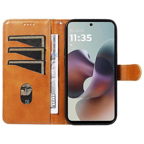 Plånboksfodral för Motorola Moto G56 5G T-formade linjer Läderfodral Stativ [D]