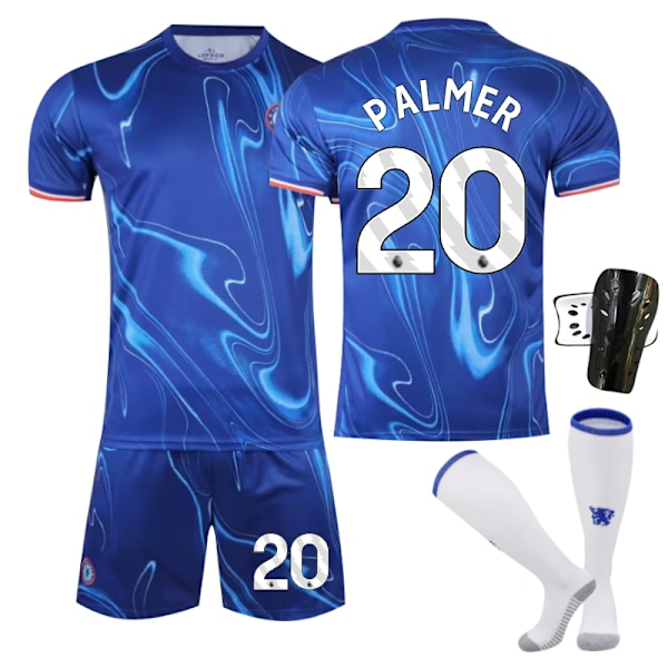Chelsea Hemmatröja Barn Fotbollskit 2024-2025 Hemma Palmer Nr 20 - Shorts 26 Nr 20 - Benskydd No. 20 - Sock Guards 26