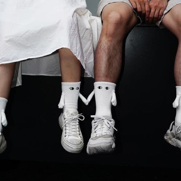 Magnetiske TrendSock Par Hold Hender Sokker Morsomme Midt-rør Sokker hvit white 1 pair