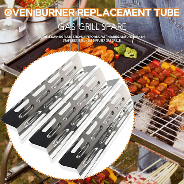4-pack värmeplåtar för Master Forge, Perfect Flame, värmefördelare i rostfritt stål, reservdelar för gasolgrill