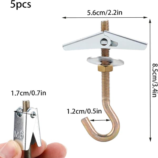 Loftkrog, loftbeslag med krog M6*85mm, loftkrog til lysekrone (5 stk.)