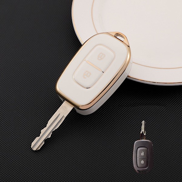 2-knapps TPU Bil Fjärrkontroll Nyckel Fob Skyddsfodral för Renault Kwid Traffic Symbol för Dacia Sandero Logan Duster 2016 2017 2018 Skal white keycase