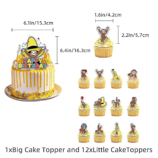 Nysgjerrige Nils Tema Festdekorasjon Tilbehør Banner Ballonger Sett Kake Cupcake Toppers Sett