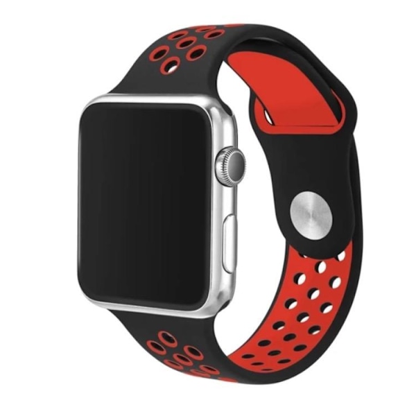Apple Watch 4 - 44mm - HUTECHs Snygga Silikonarmband Svart/Röd Svart/Röd m