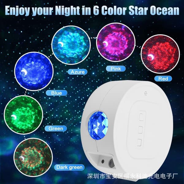 LED laserstjärnprojektor, galaxljus, nebulosalampa (blå stjärnor, blått moln)