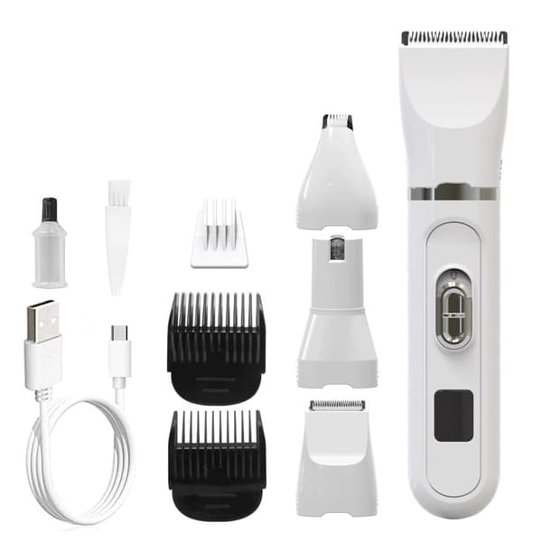 4-i-1 Djurtrimmer Professionell Hundhårstrimmer Set LCD Djurtrimmer Set