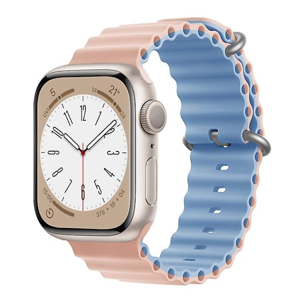 Ocean-ranneke Apple Watch -rannekkeelle 44 mm 40 mm 45 mm 41 mm 49 mm 42 mm 38 mm älykellon silikonihihna Iwatch Ultra Series 7 6 3 Watch 8 38 40 41 mm pink Sand-Mist Blue 38 40 41mm