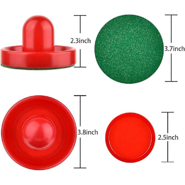 Air Hockey Set Tillbehör Bat Set 4 Pushers, 8 Bollar rode