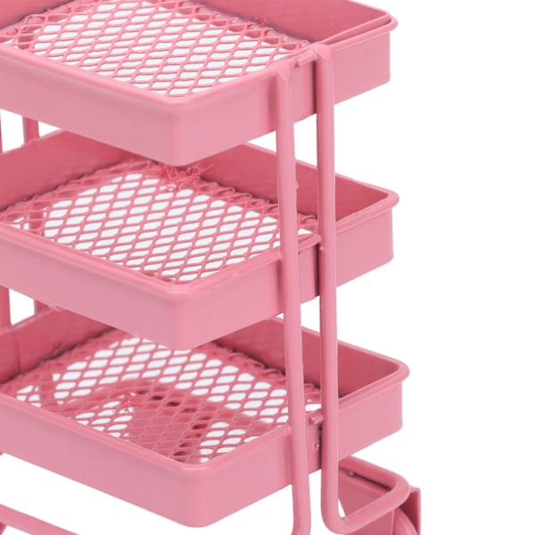 1:12 Mini Nukkekodin Lelu 3-Kerroksinen Säilytysteline Pyörillä Nukkekodin Keittiökalusteiden Koristeluun Pinkki