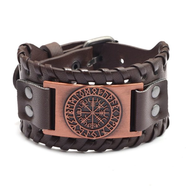 Vikingarmbånd Bredt armbånd BRUN KOMPASS Brun Compass-Compass Brown