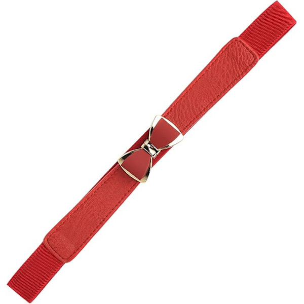 Dame 1\" bred sløyfe tynn elastisk midjebelte stretchbelte tynt belte