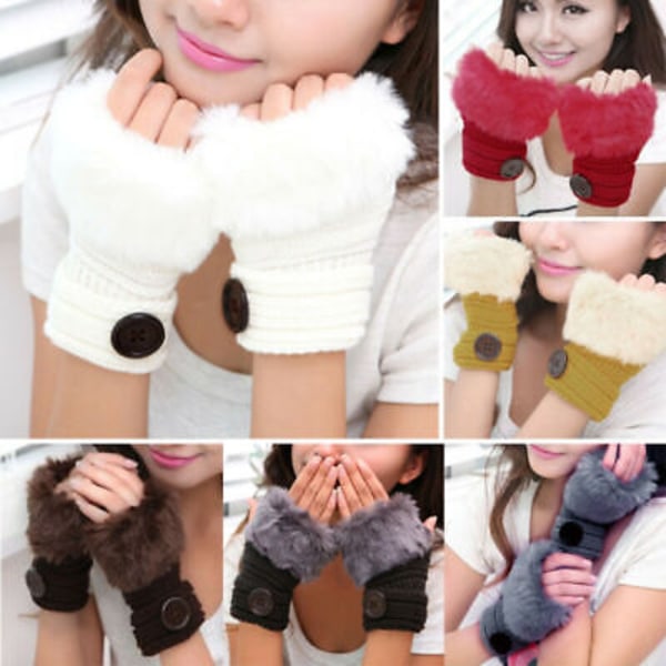 Women's gloves in plush without fingers Gloves Half-finger gloves