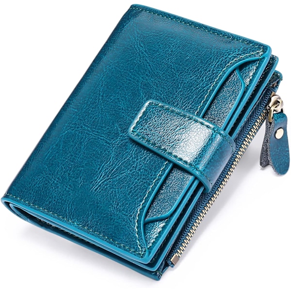 Peacock Blue Ladies Wallet Genuine Leather Slim Coin Coin Y