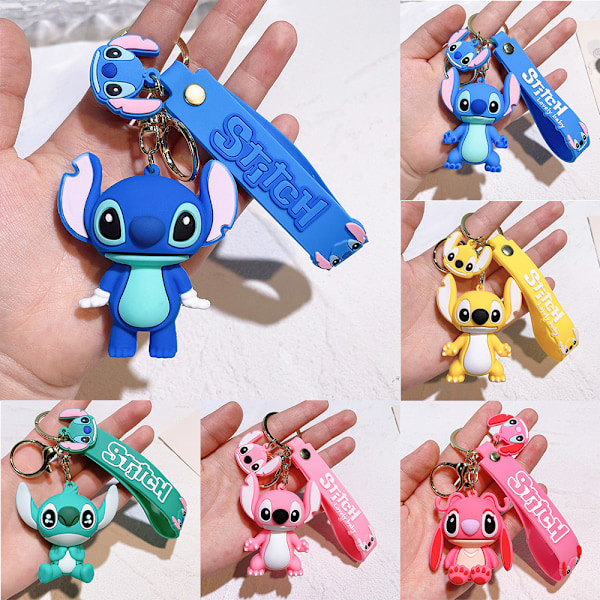 Lilo & Stitch Nyckelring 3D Figur för Barn - Söt Plånbok, Ryggsäck, Väska och Bilhänge Dekoration C