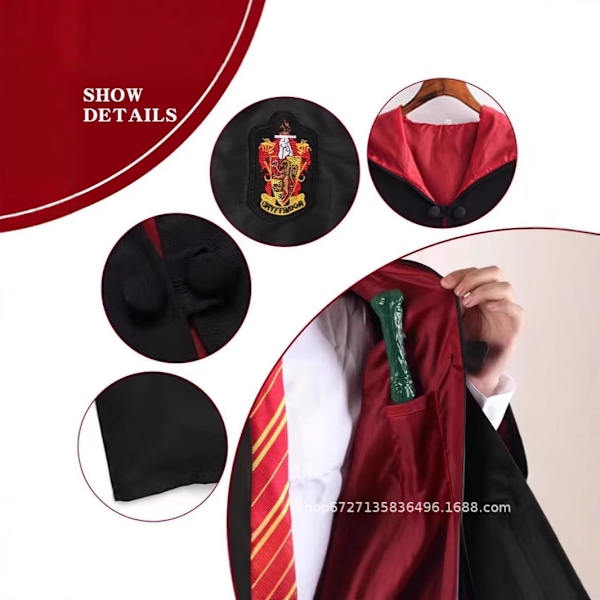 Harry Potter 7-delt Cosplay Sæt til Voksne og Børn - Halloween, Jul Gave L Gryffindor