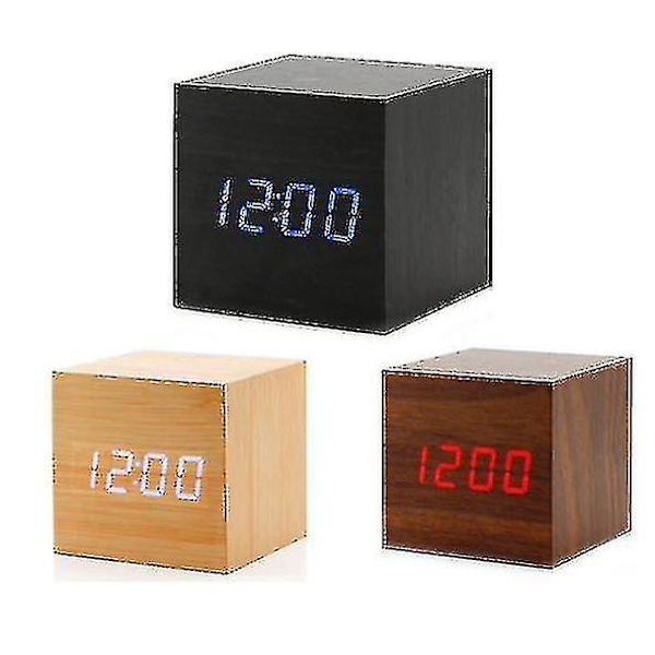 Gingko Cube LED Click Clock -herätyskello ääniaktivoinnilla (aika, päivämäärä ja lämpötila) useita värejä White white