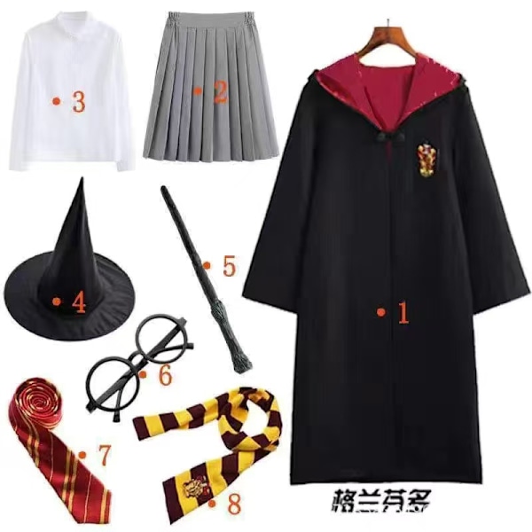 Harry Potter 8-pak Cosplay Sæt til Voksne og Børn - Halloween, Jul Gave XXL Gryffindor