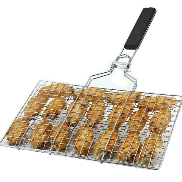 Grillkurv, stor foldbar grillkurv, grillkurv i rustfrit stål