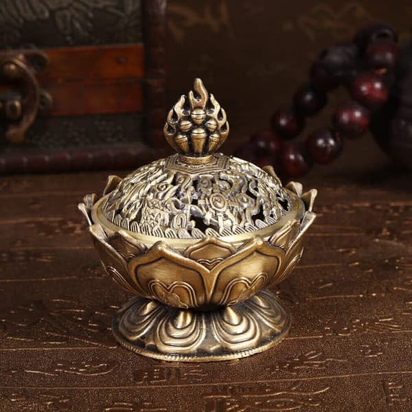 Røgelsesholder, røgelsesbrænder - 2 farver Lotus røgelse røgelseskegle aromabrænderholder (bronze)