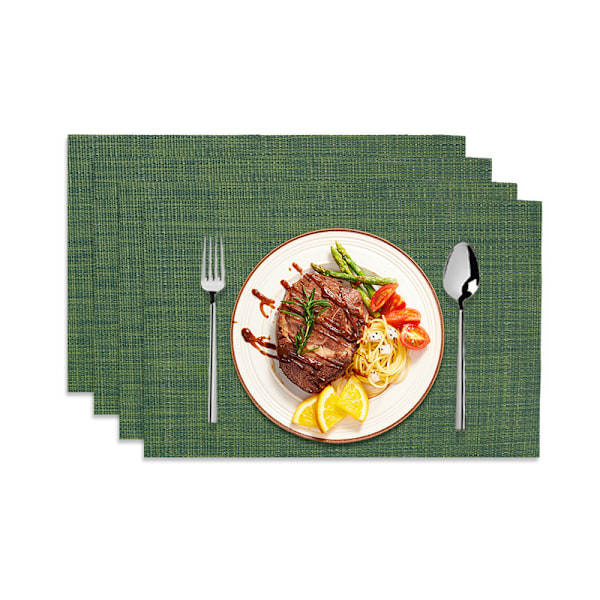 Table Mats Set of 4, Table Placemats Washable Non-slip Heat Insulation Woven Vinyl for Kitchen Dinning Restaurant 45x30cm