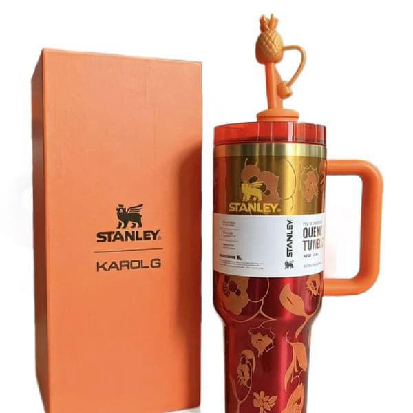 Vattenflaska med uppfällbart sugrör - Läcksäker - Rostfri stålkropp - BPA-fri, Stor rese-termosmugg - Kamelia - 40oz