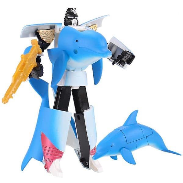 Transformasjonsleker med sjødyr - spekkhogger, delfin, hvithai - transformasjonsleker i plast - actionfigurer for gutter dolphin
