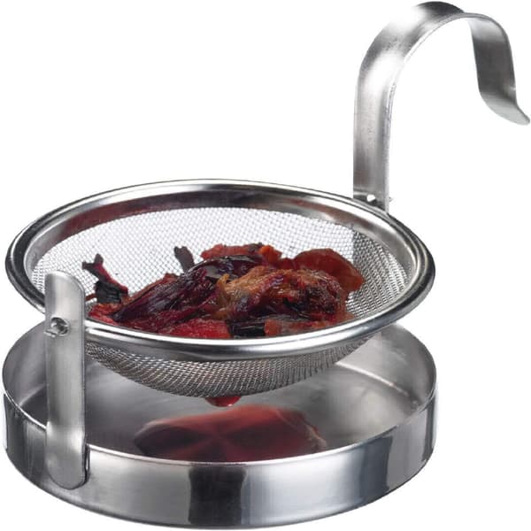 Tefilter/sil, med hållare, rostfritt stål, silver