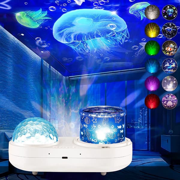 Roterende LED Stjernelys Lampe Nattlys Baby med Fjernkontroll