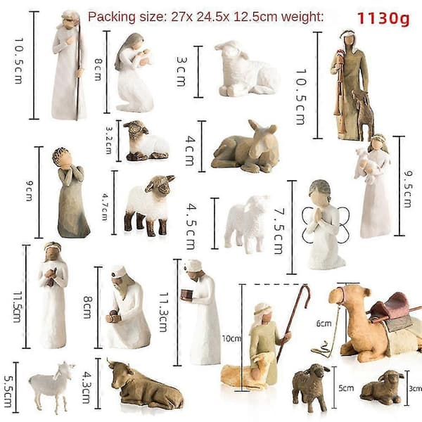 Willow Tree Julkrubba Figurer Set Staty Handmålad Dekor Julklapp