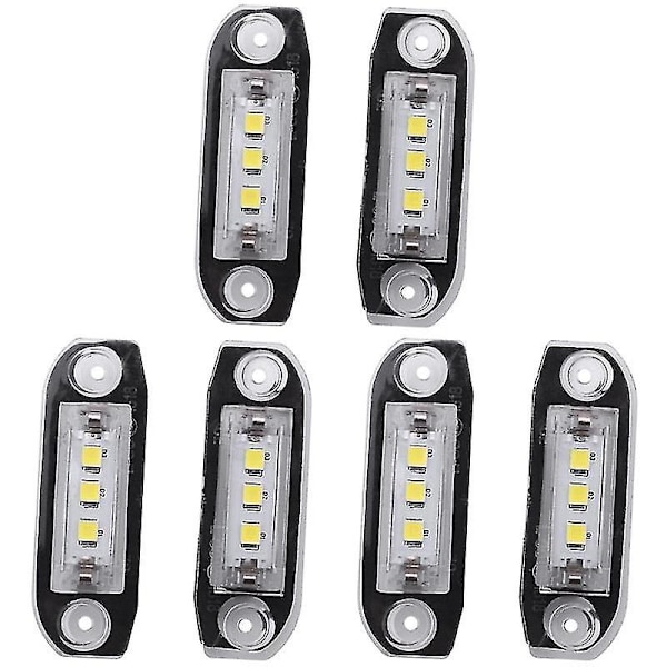 6 st LED-nummerskyltsbelysning för S80 Xc90 S40 V60 Xc60 S60 C70 V50 Xc70 Svart Black
