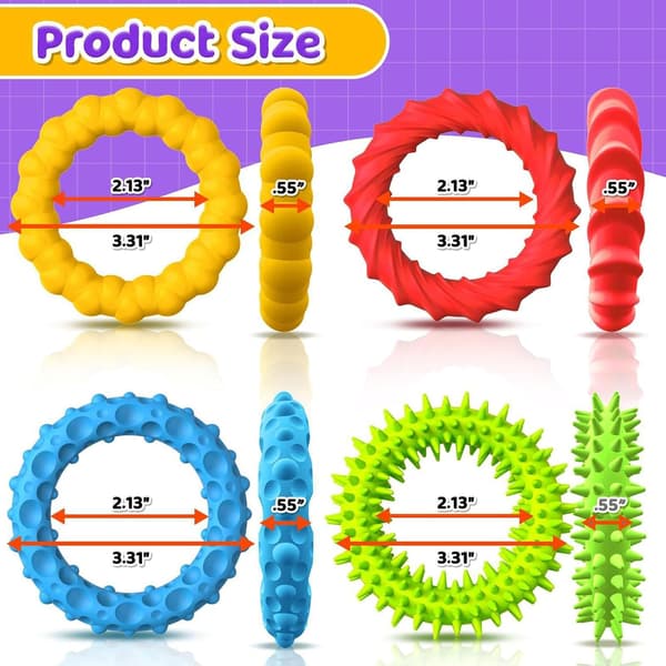 Sensoriske Stretch Armbånd | Fidget Leker for Småbarn og Barn - Gummibånd, 4-Pakning