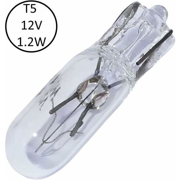 Pakke med 10 T5 12V 1.2W dashbordlamper.