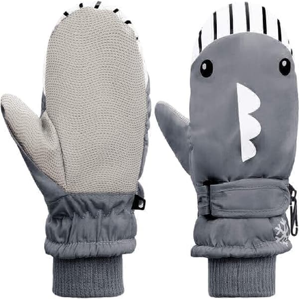 Vintervotter for småbarn, vanntette snøhansker, varme fleecehansker for barn, skihansker for gutter og jenter (M passer 5-10 år)