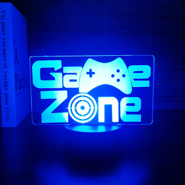 Kreativ Spelatmosfärlampa med fjärrkontroll Spelkontroll 3D Nattlampa - Perfekt julklapp och födelsedagspresent för män GAME ZONE